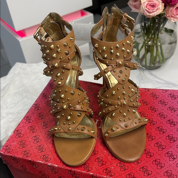 Guess Shoes - Guess Laidea medium brown leather 6.5 in great condition the box does have wear